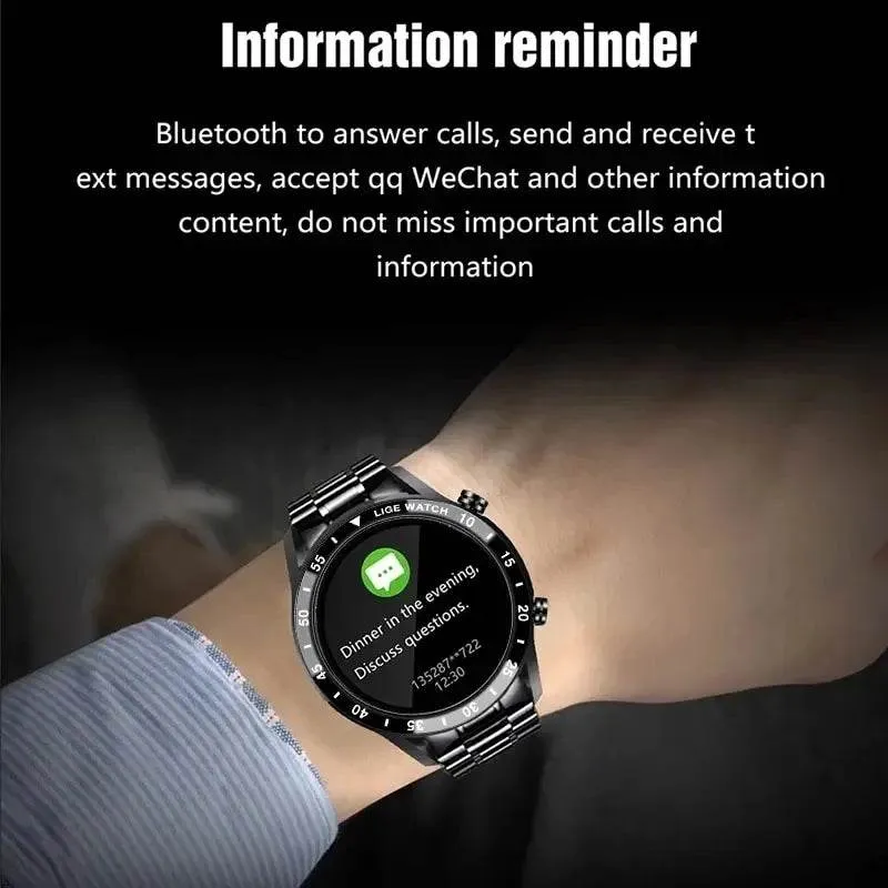 LIGE Smart Watch Men Full Circle Touch Screen Bluetooth Call Men Smartwatch Waterproof Sport Activity Fitness Watch Box