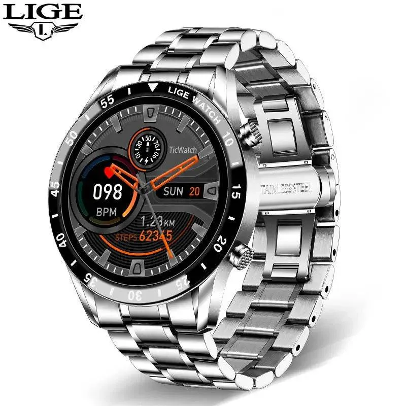 LIGE Smart Watch Men Full Circle Touch Screen Bluetooth Call Men Smartwatch Waterproof Sport Activity Fitness Watch Box
