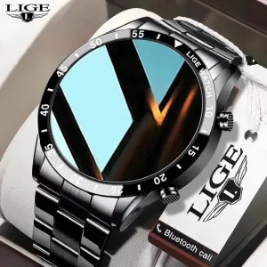LIGE Smart Watch Men Full Circle Touch Screen Bluetooth Call Men Smartwatch Waterproof Sport Activity Fitness Watch Box