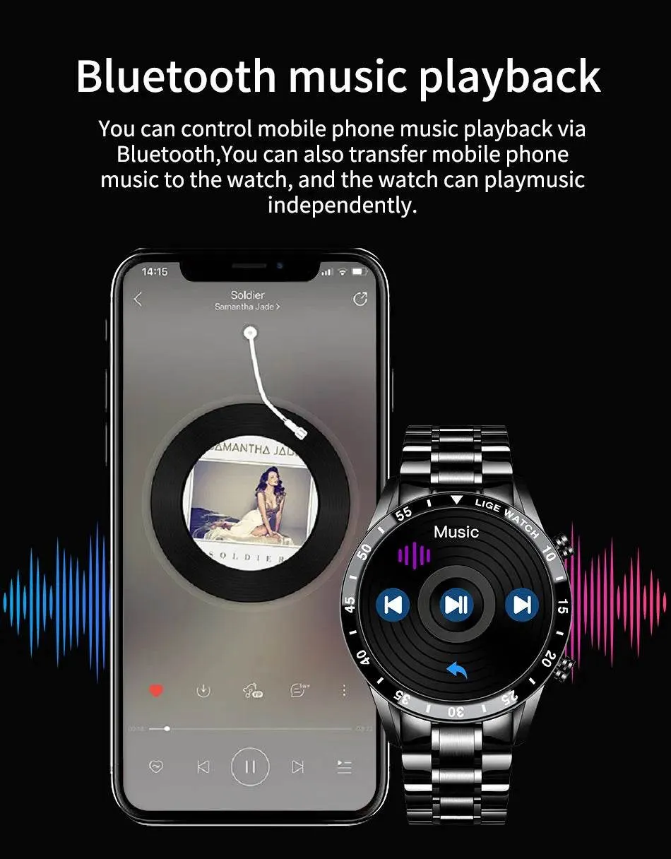 LIGE Smart Watch Men Full Circle Touch Screen Bluetooth Call Men Smartwatch Waterproof Sport Activity Fitness Watch Box