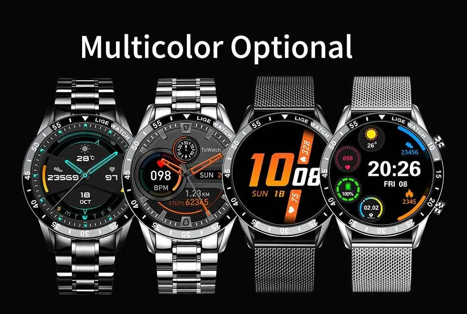 LIGE Smart Watch Men Full Circle Touch Screen Bluetooth Call Men Smartwatch Waterproof Sport Activity Fitness Watch Box