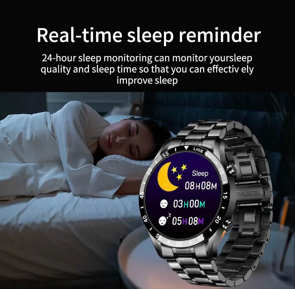 LIGE Smart Watch Men Full Circle Touch Screen Bluetooth Call Men Smartwatch Waterproof Sport Activity Fitness Watch Box