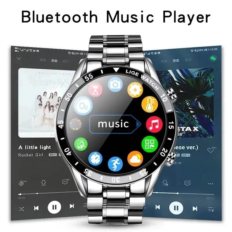 LIGE Smart Watch Men Full Circle Touch Screen Bluetooth Call Men Smartwatch Waterproof Sport Activity Fitness Watch Box