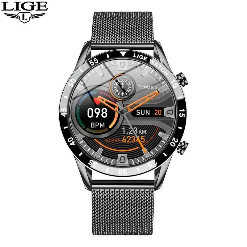 LIGE Smart Watch Men Full Circle Touch Screen Bluetooth Call Men Smartwatch Waterproof Sport Activity Fitness Watch Box