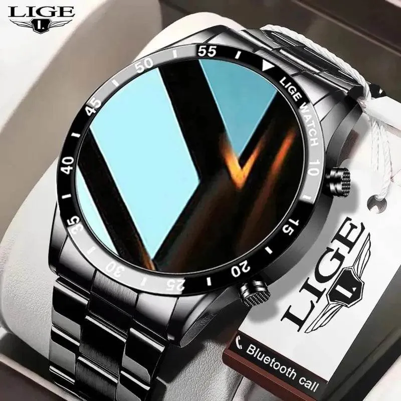 LIGE Smart Watch Men Full Circle Touch Screen Bluetooth Call Men Smartwatch Waterproof Sport Activity Fitness Watch Box