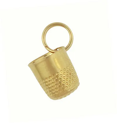 Little Vintage Thimble Charm in 14 Karat Yellow or White Gold