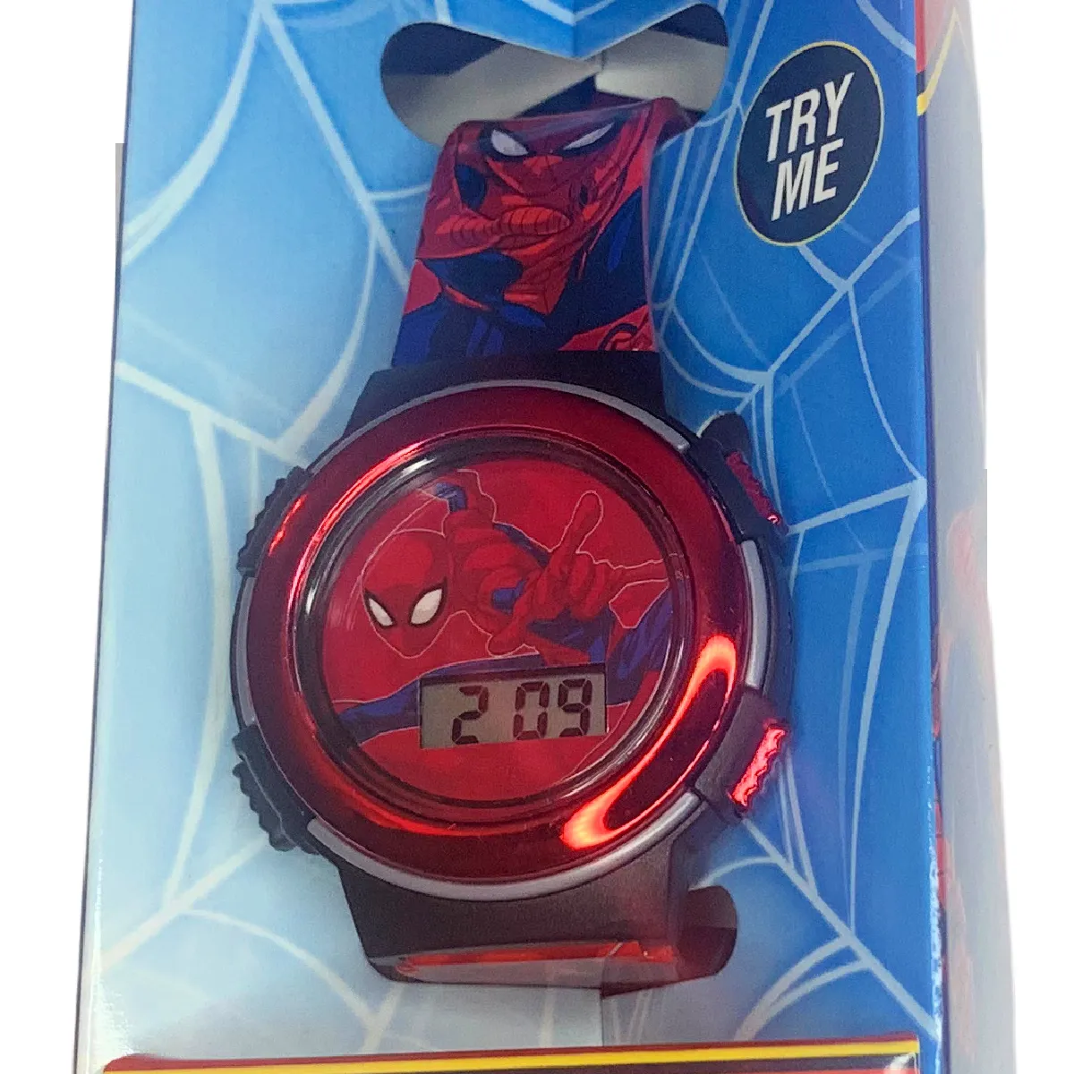 Marvel SPIDER-MAN Flashing LCD Watch Round Face Unisex Boy Girl Kids NEW In Box