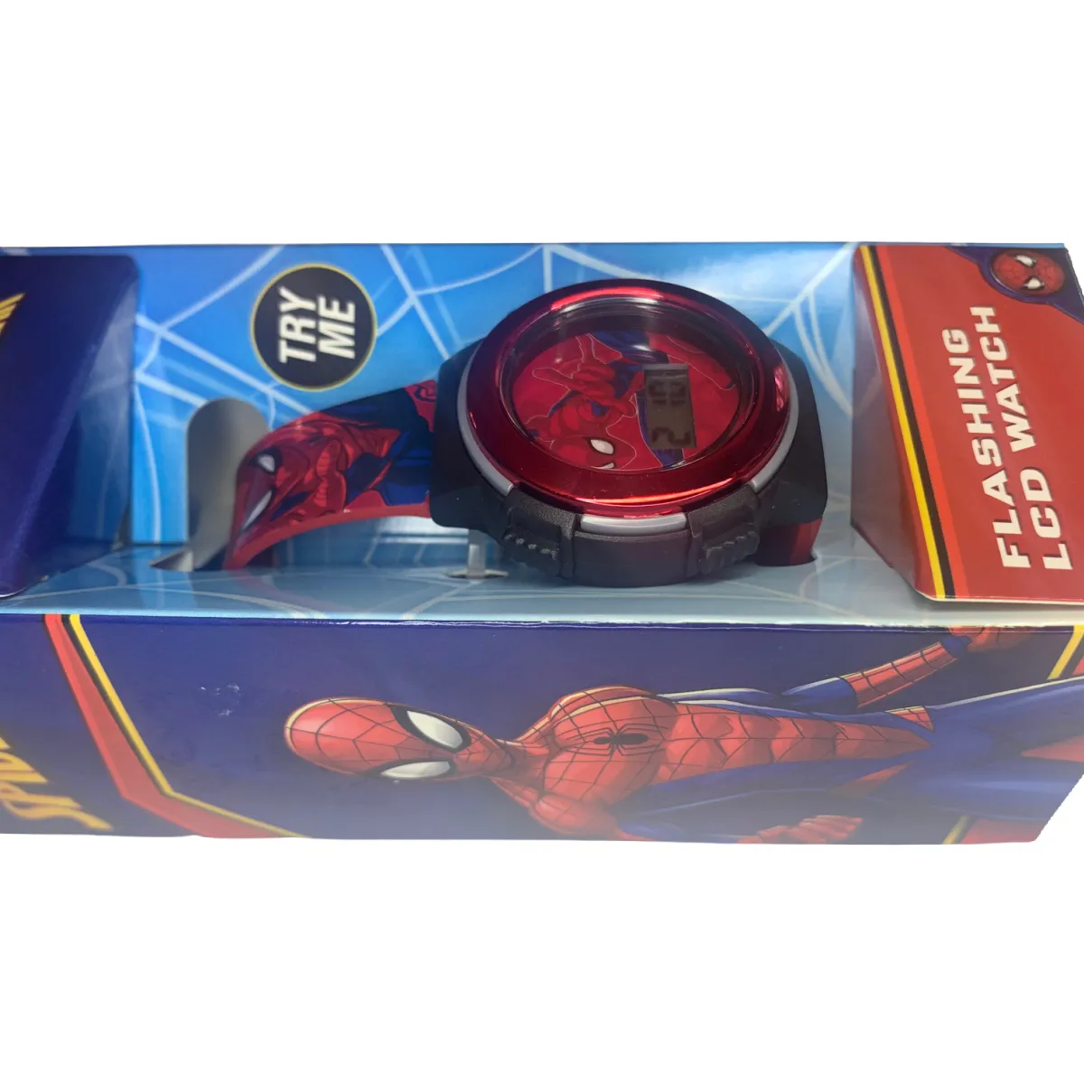 Marvel SPIDER-MAN Flashing LCD Watch Round Face Unisex Boy Girl Kids NEW In Box