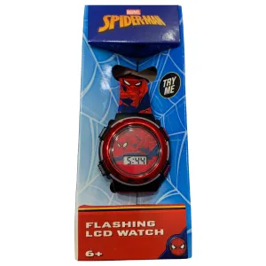 Marvel SPIDER-MAN Flashing LCD Watch Round Face Unisex Boy Girl Kids NEW In Box