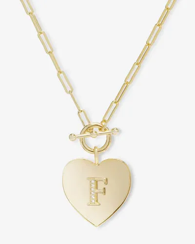 Melinda Maria Love Letters Heart Medallion Necklace 'F'