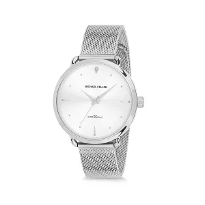 Michael Fellini Silver Mesh Bracelet Silver Dial Quartz Watch for Ladies - MF2141-1