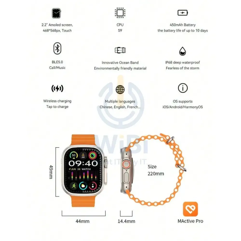 Microwear Active Pro Smart Watch Ultra - 2.2inch AMOLED / Bluetooth