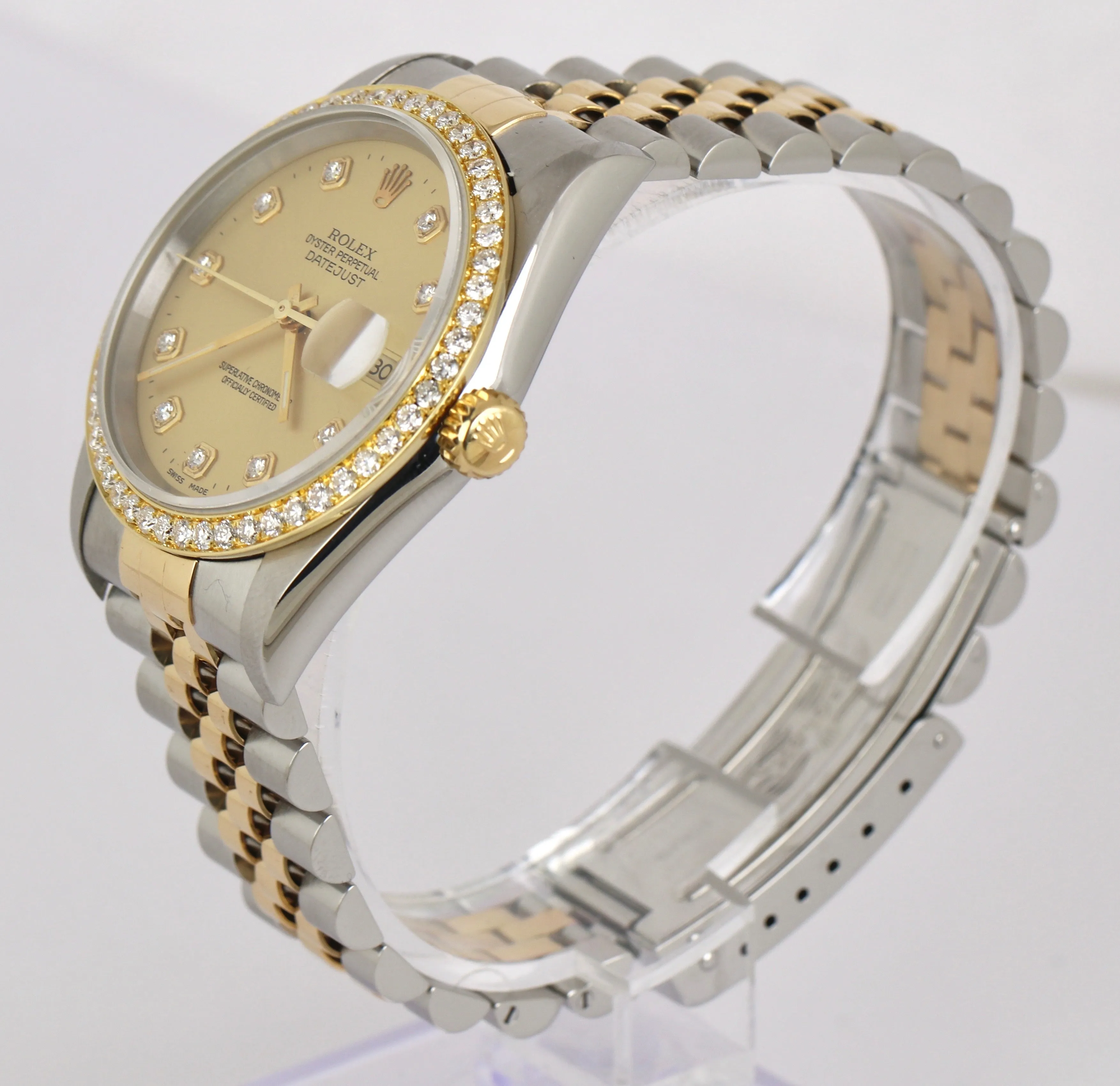 MINT Rolex DateJust 36mm Champagne Diamond 16233 Two-Tone 18K Gold Jubilee