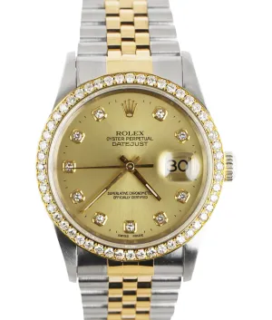 MINT Rolex DateJust 36mm Champagne Diamond 16233 Two-Tone 18K Gold Jubilee