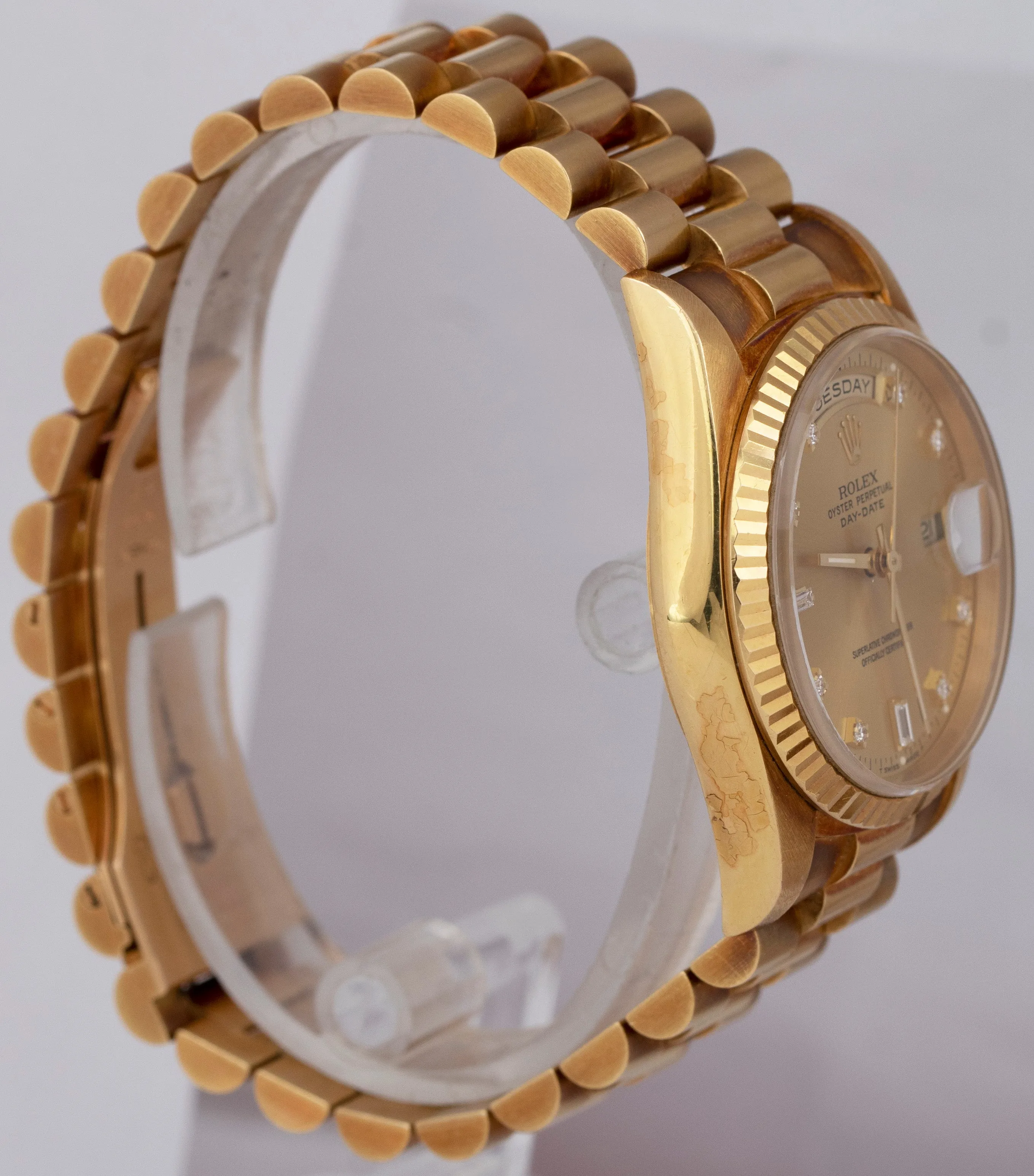 MINT UNPOL. Rolex Day-Date President 36mm DIAMOND Champagne Gold Watch 18238