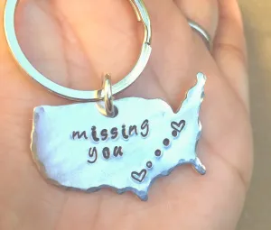 Missing You, Fathers Day Gift, Worth Every Mile, United States Keychain, Gifts for Men, Long Distance  Keychain, Couples Keychain