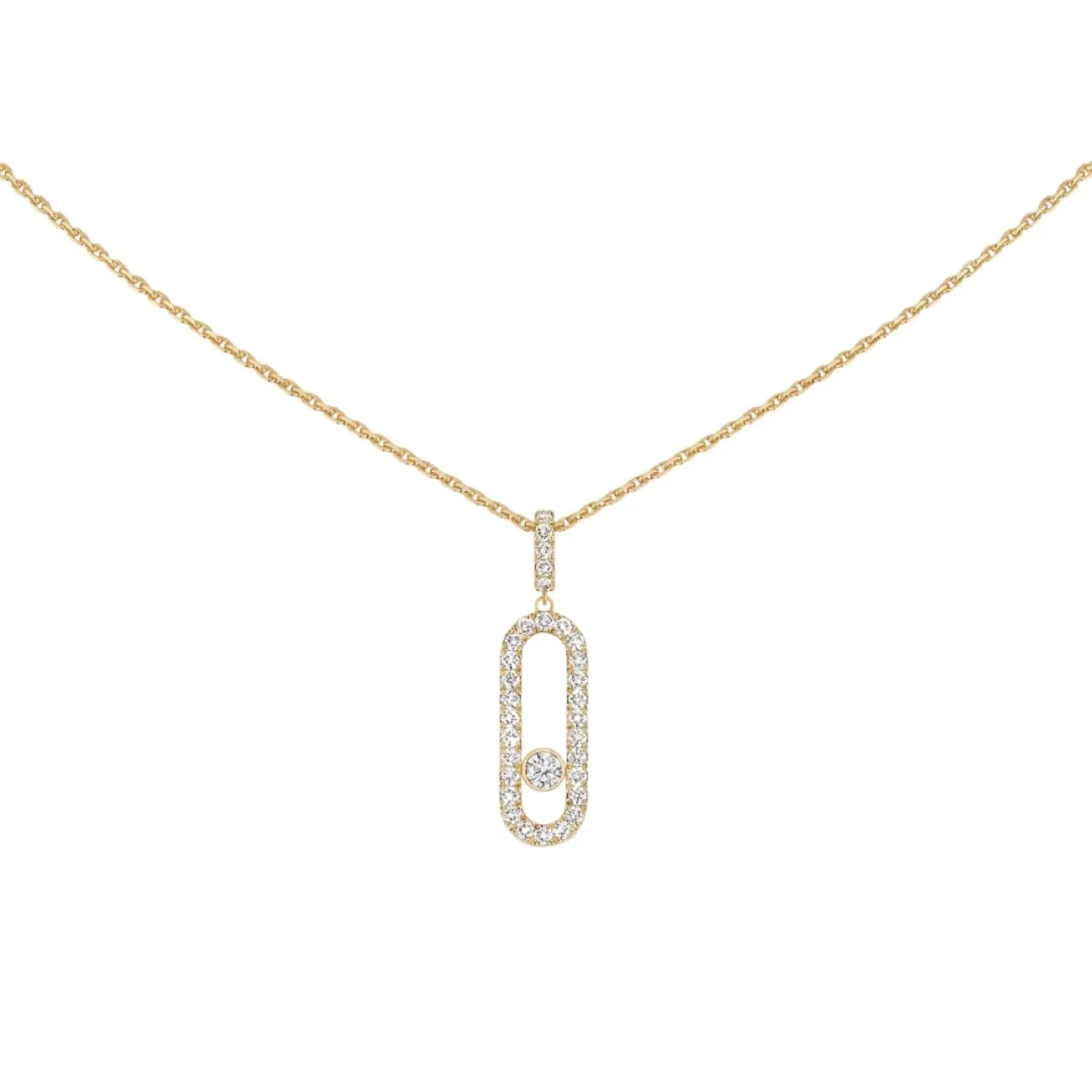 Move Uno 18K Yellow Gold Large Model Pavé Diamond Necklace