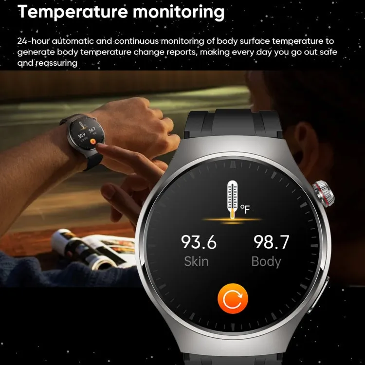 MT200 1.43 inch AMOLED IP67 Steel Band Smart Call Watch, Support ECG(Black)