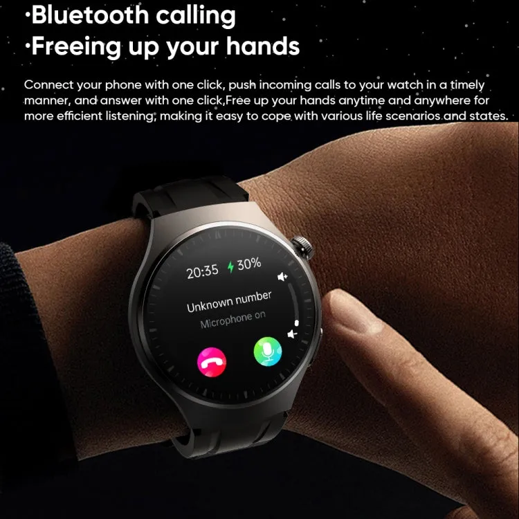 MT200 1.43 inch AMOLED IP67 Steel Band Smart Call Watch, Support ECG(Black)