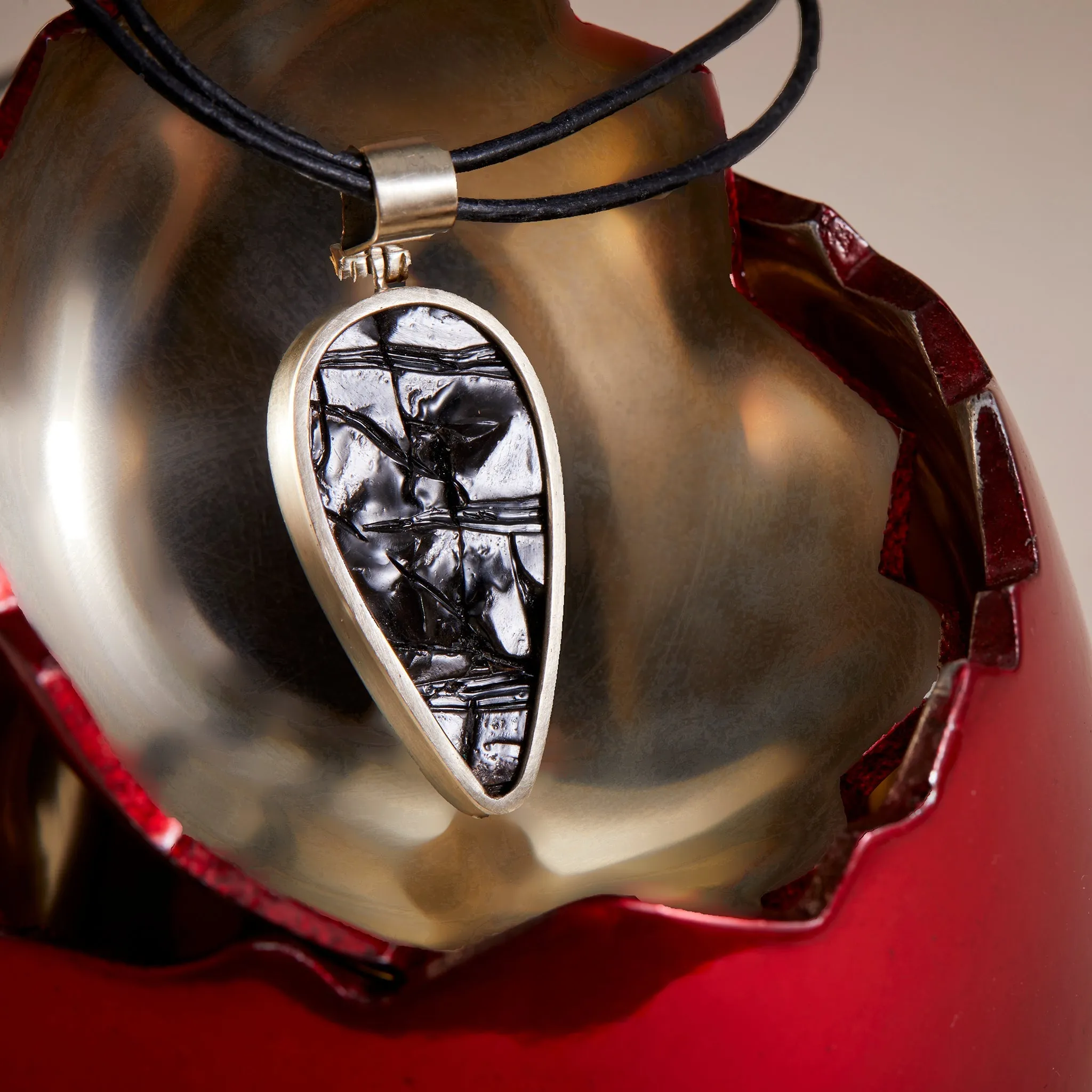 Natural Surface Obsidian Pendant