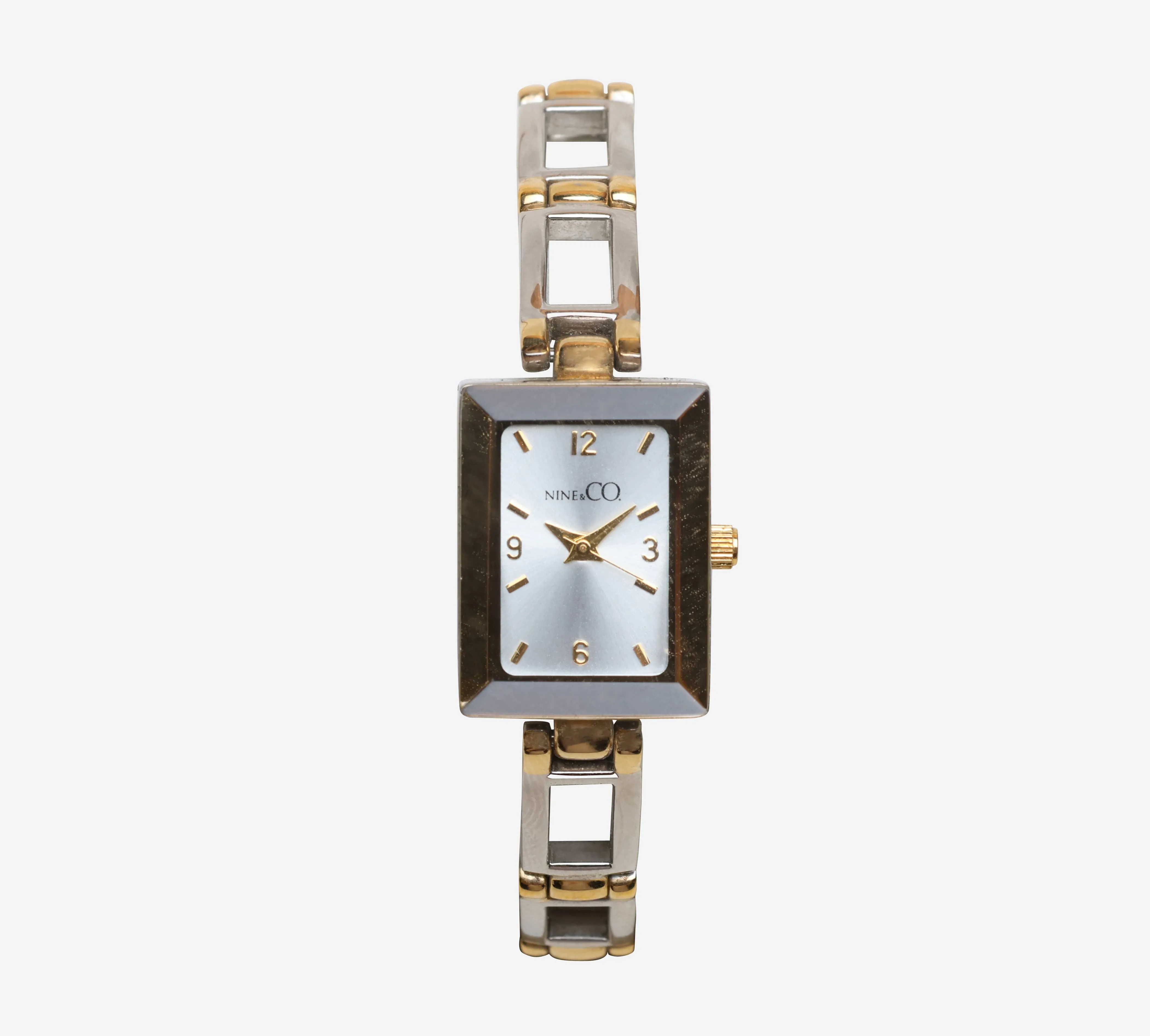 Nine & CO. Rewound Silver Square Metal Bracelet Quartz Analog Watch