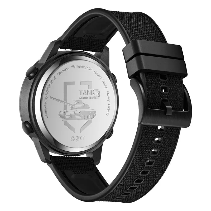 North Edge TANK 3 Men's Outdoor Sports Watch - Pedometer | Compass | 50m Water Resistance