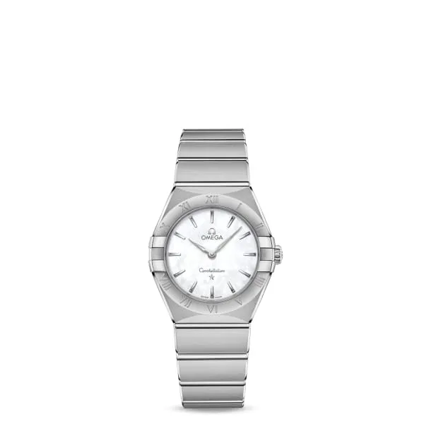 Omega Constellation 28mm Ladies Watch - Ref: 131.10.28.60.05.001 - White Mother of Pearl Index Dial, Stainless Steel Bracelet