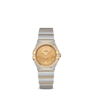Omega Constellation 28mm Ladies Watch - Ref: 131.25.28.60.58.001 - Champagne Diamond Index Dial & Diamond Bezel, Two Tone Stainless Steel & 18K Yellow Gold Bracelet