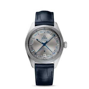 Omega Constellation 41mm Watch - Ref: 130.33.41.22.06.001 - Grey Index Dial, Blue Leather Strap