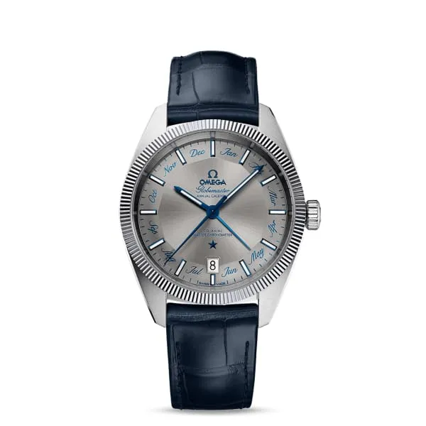 Omega Constellation 41mm Watch - Ref: 130.33.41.22.06.001 - Grey Index Dial, Blue Leather Strap