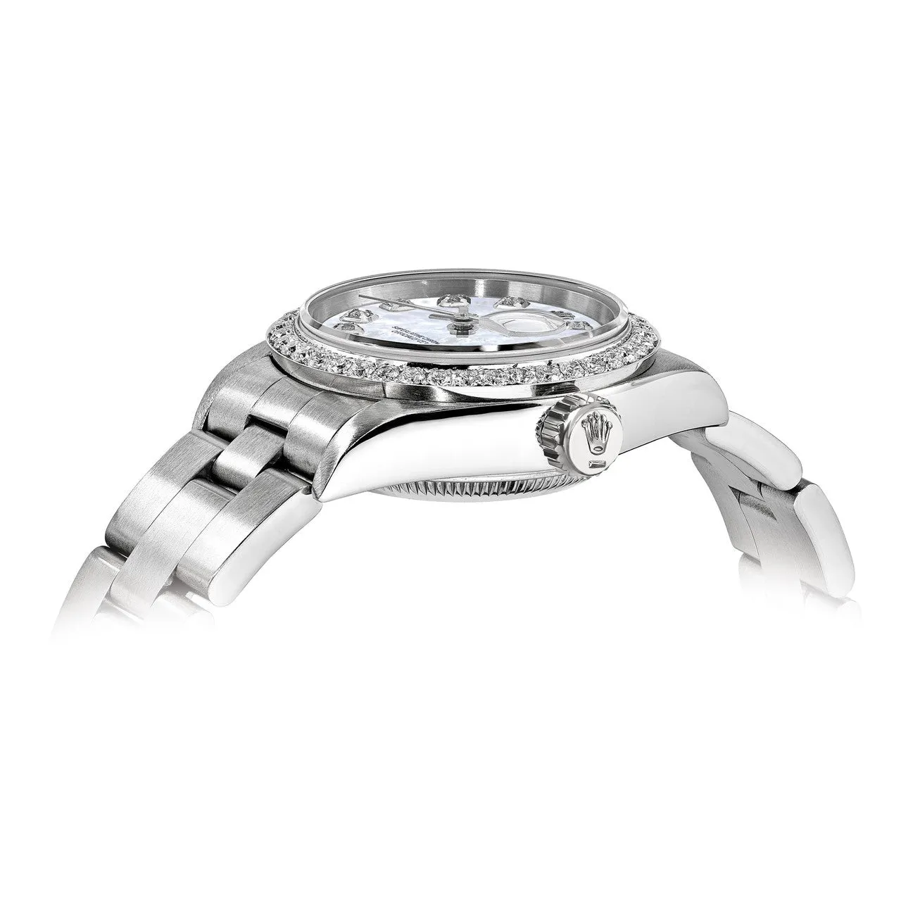 Online Only Pre-owned Independently Certified Rolex Steel/18K White Gold Ladies' Datejust Diamond Mother of Pearl Watch