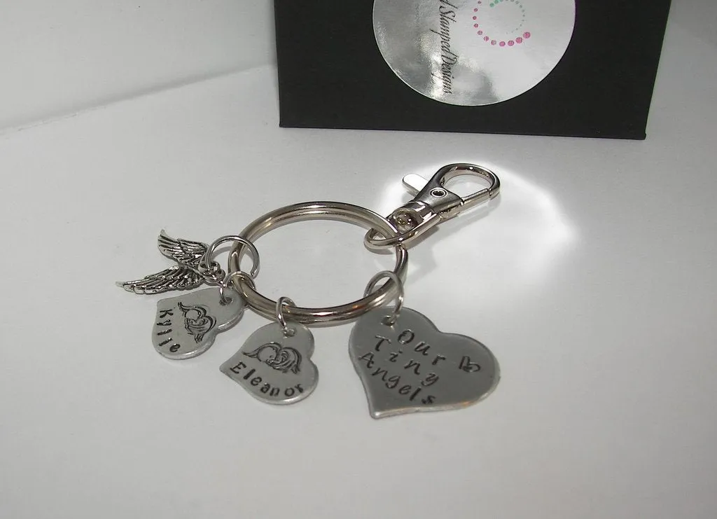 Our little  angel key ring, personlaized infant loss keyring, custom handstamped memorial keychainhandstamped jewelry