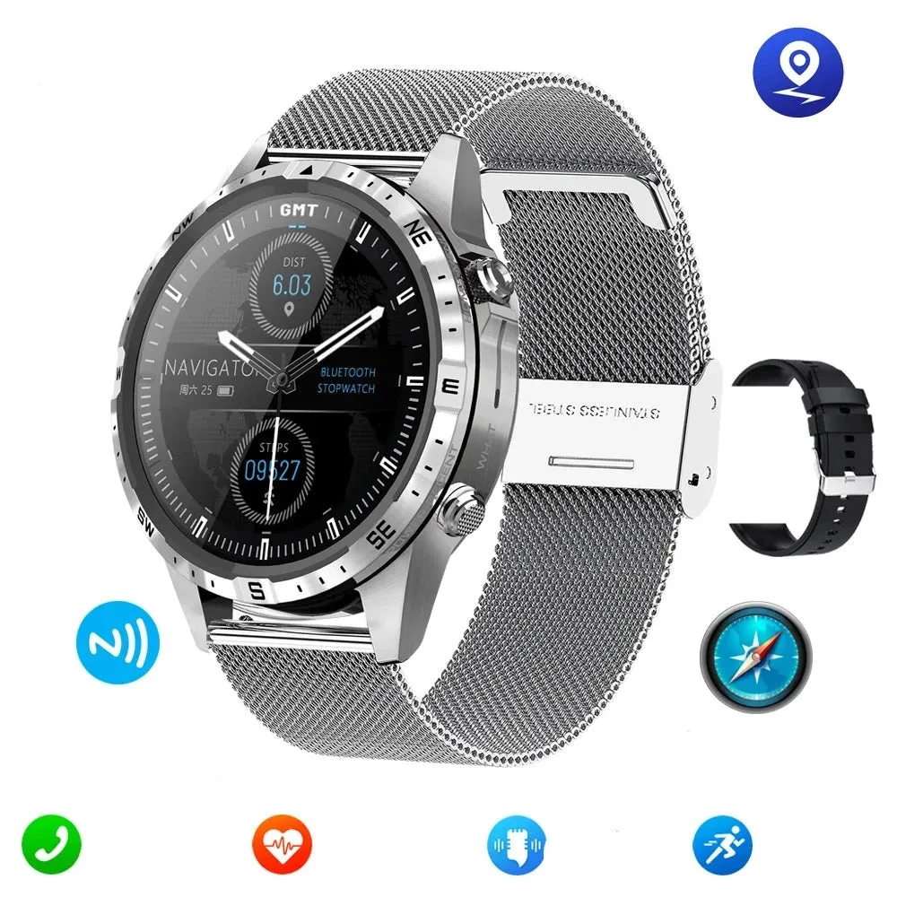 Outdoors Compass  GPS Tracker  1.6 Inch AMOLED  Bluetooth Call Smart Watch