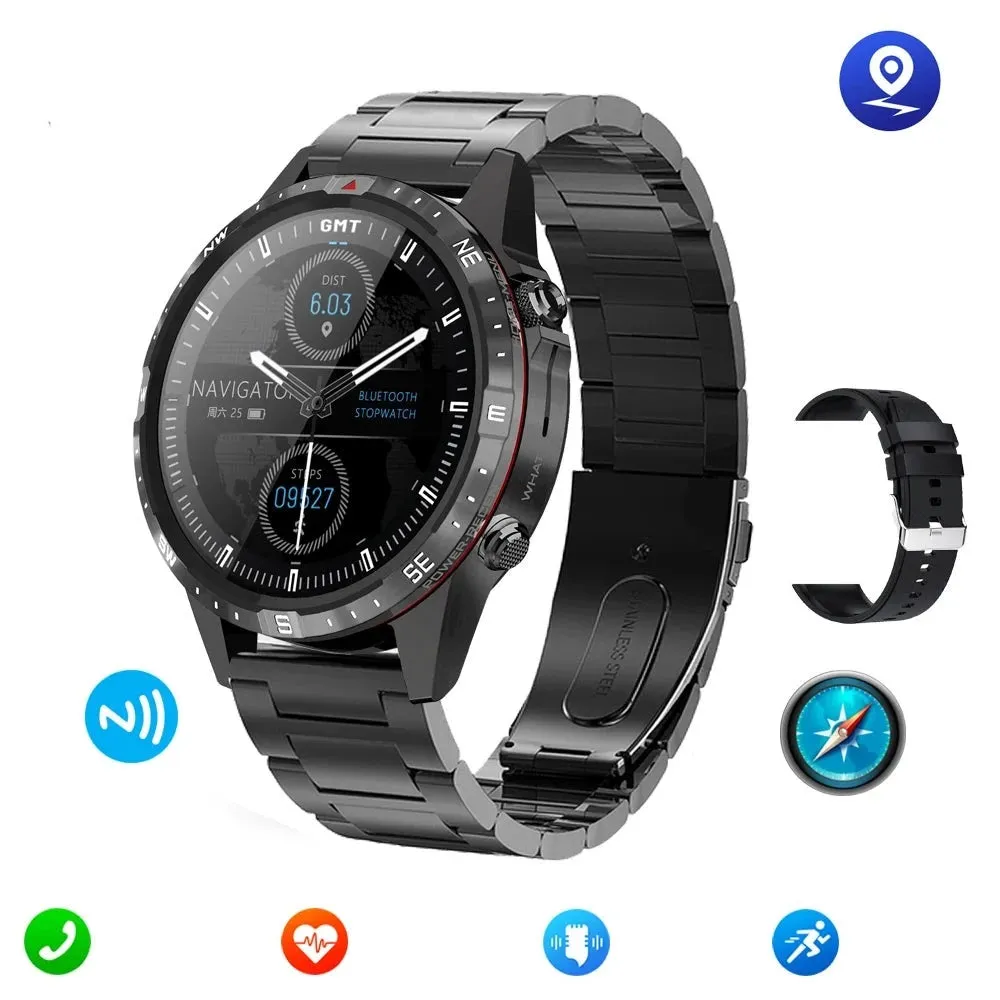 Outdoors Compass  GPS Tracker  1.6 Inch AMOLED  Bluetooth Call Smart Watch