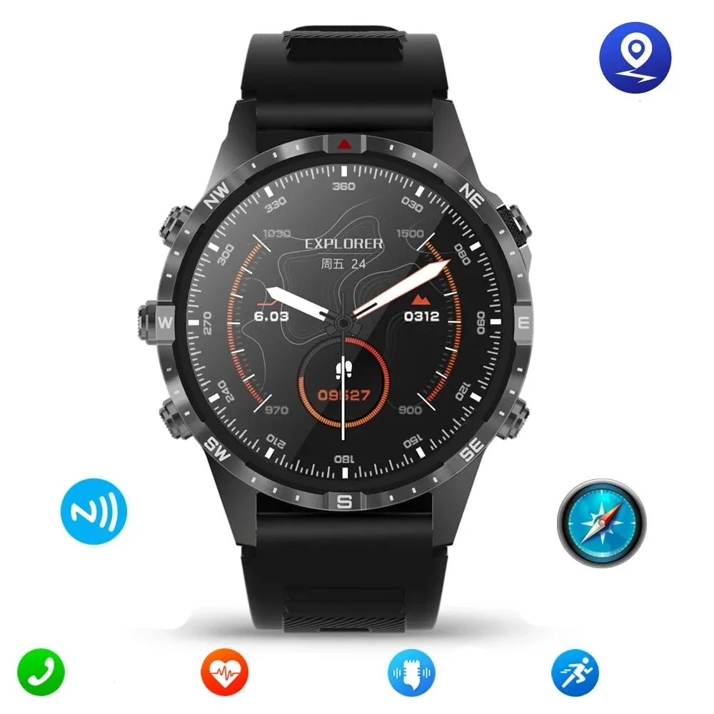 Outdoors Compass  GPS Tracker  1.6 Inch AMOLED  Bluetooth Call Smart Watch
