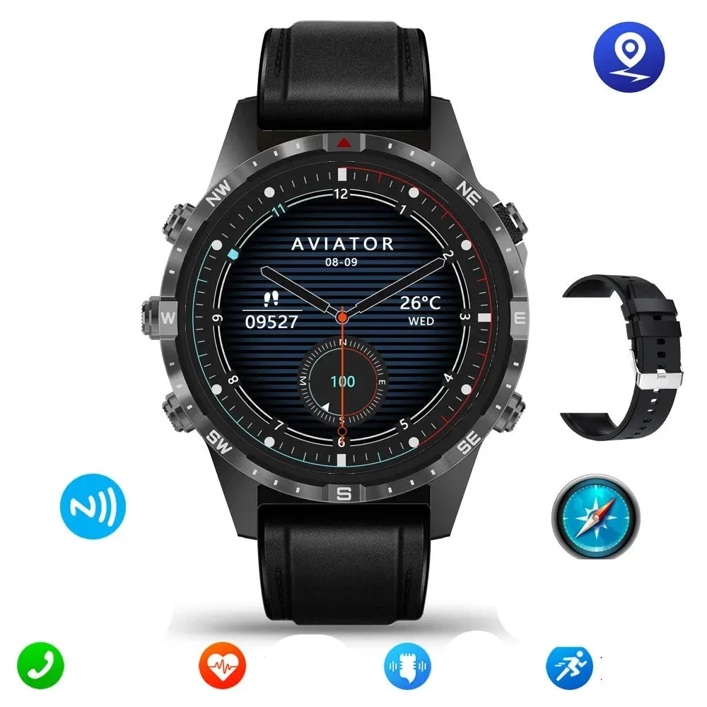 Outdoors Compass  GPS Tracker  1.6 Inch AMOLED  Bluetooth Call Smart Watch