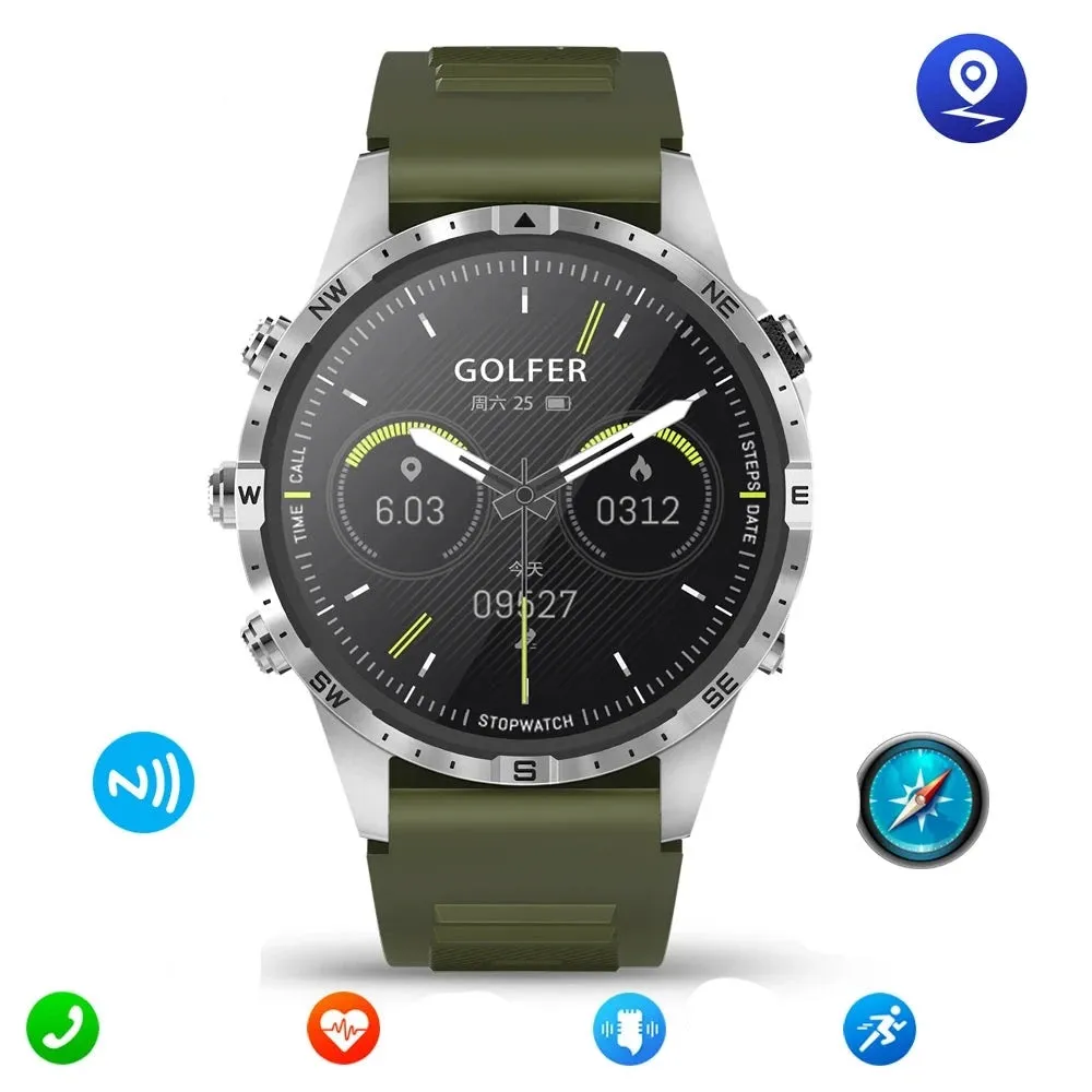 Outdoors Compass  GPS Tracker  1.6 Inch AMOLED  Bluetooth Call Smart Watch
