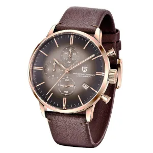 Pagani Design Brown Leather Strap Grey Dial Chronograph Quartz Watch for Gents - PD2720K
