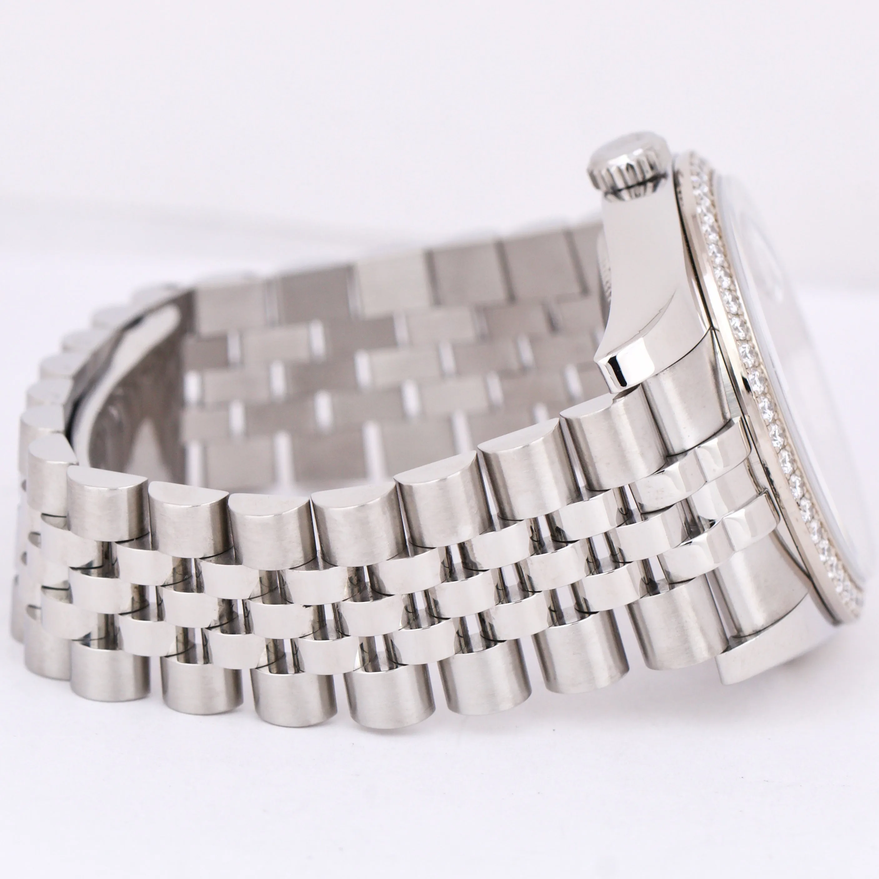 PAPERS Rolex DateJust RHODIUM WAVES Steel DIAMOND 36mm JUBILEE 116244 Watch B P