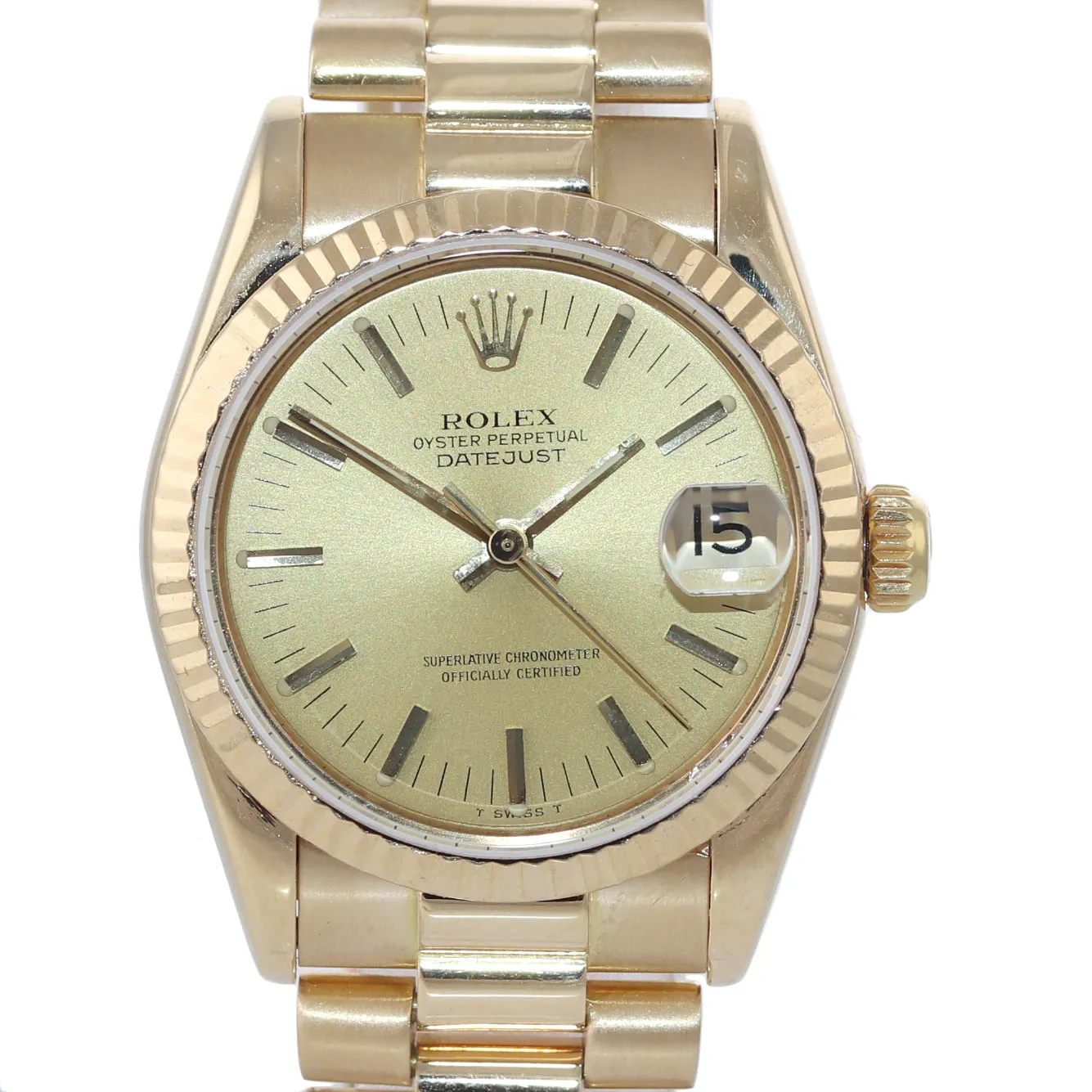 PAPERS Rolex President 68278 Midsize 31mm 18k Gold Champagne Dial Watch Box