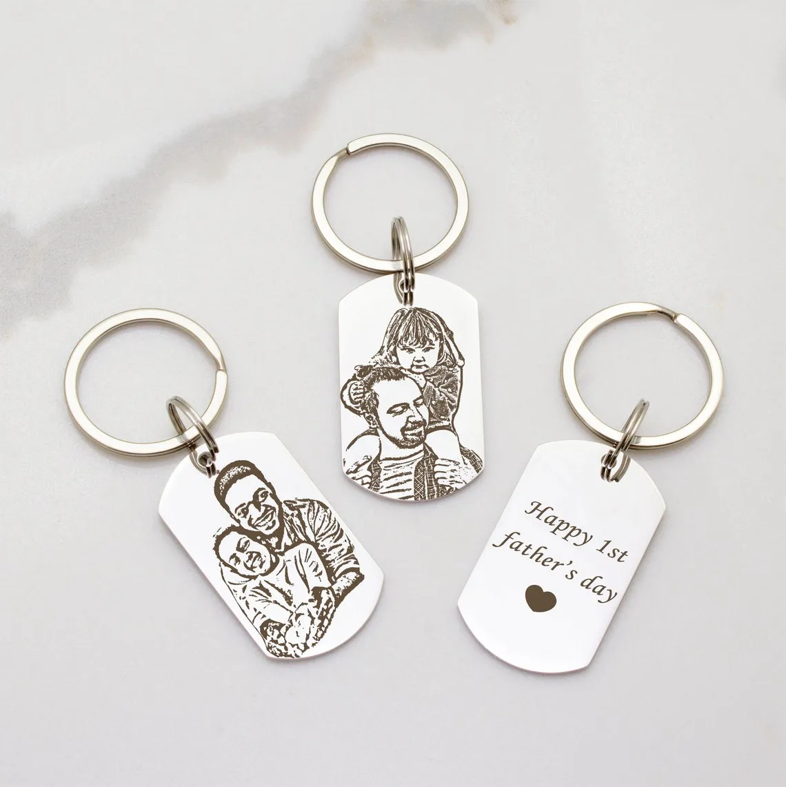 Personalized Double Sided Engraved Photo Keychain