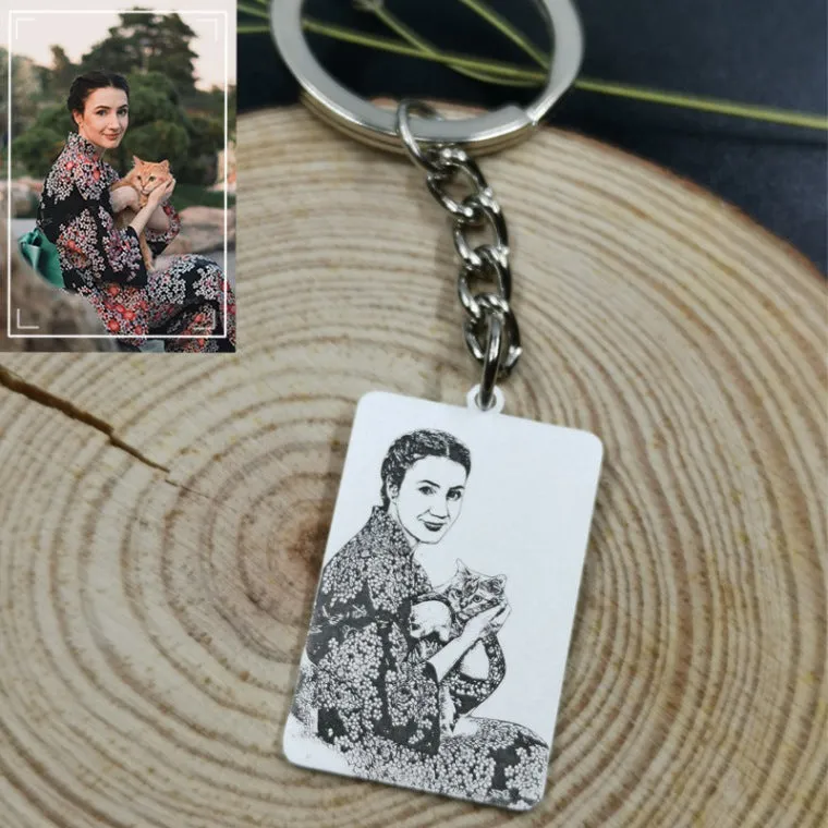 Personalized Rectangle Photo Keychain