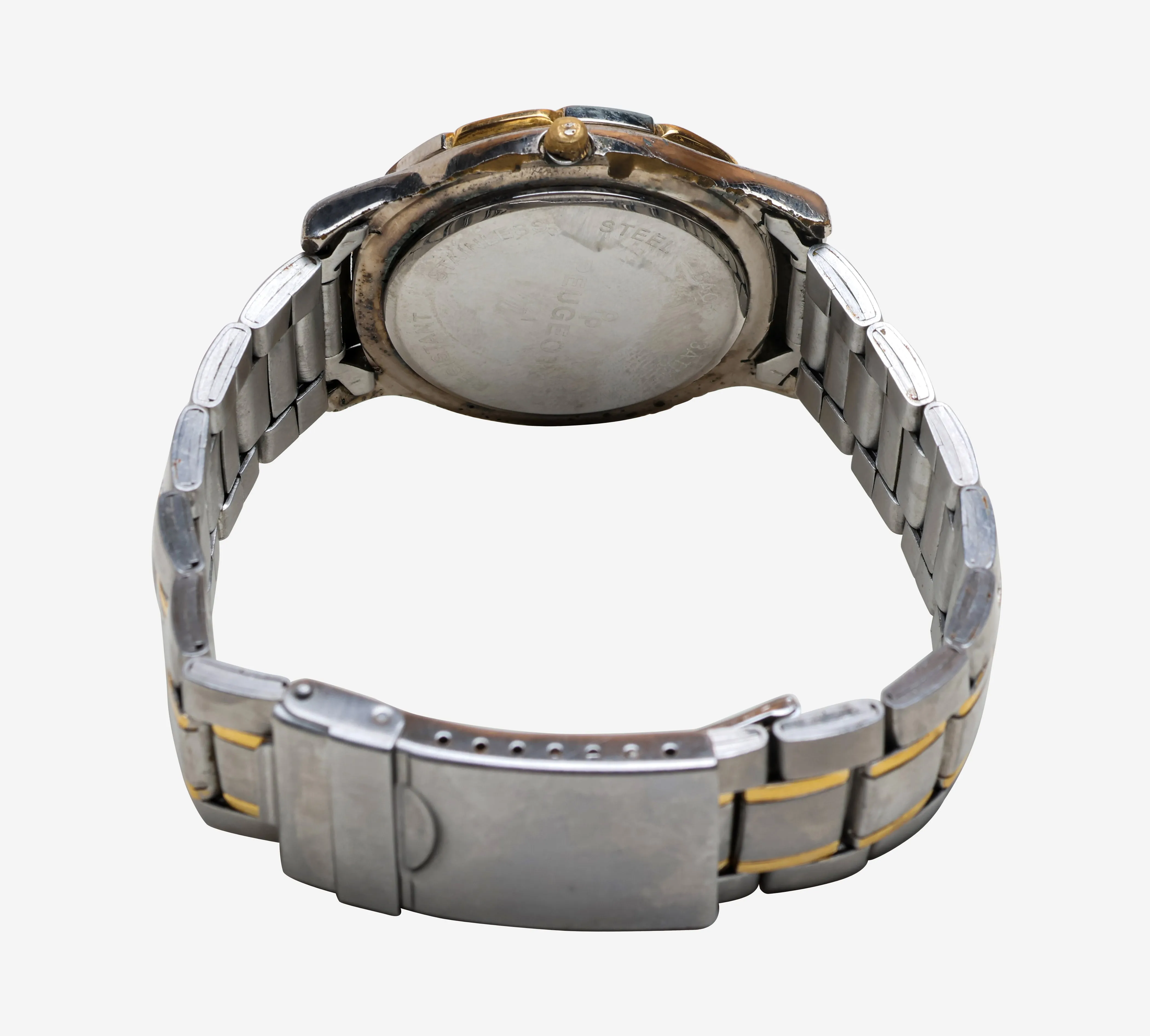 Peugeot Rewound Silver and Gold Metal Bracelet Quartz Analog Watch