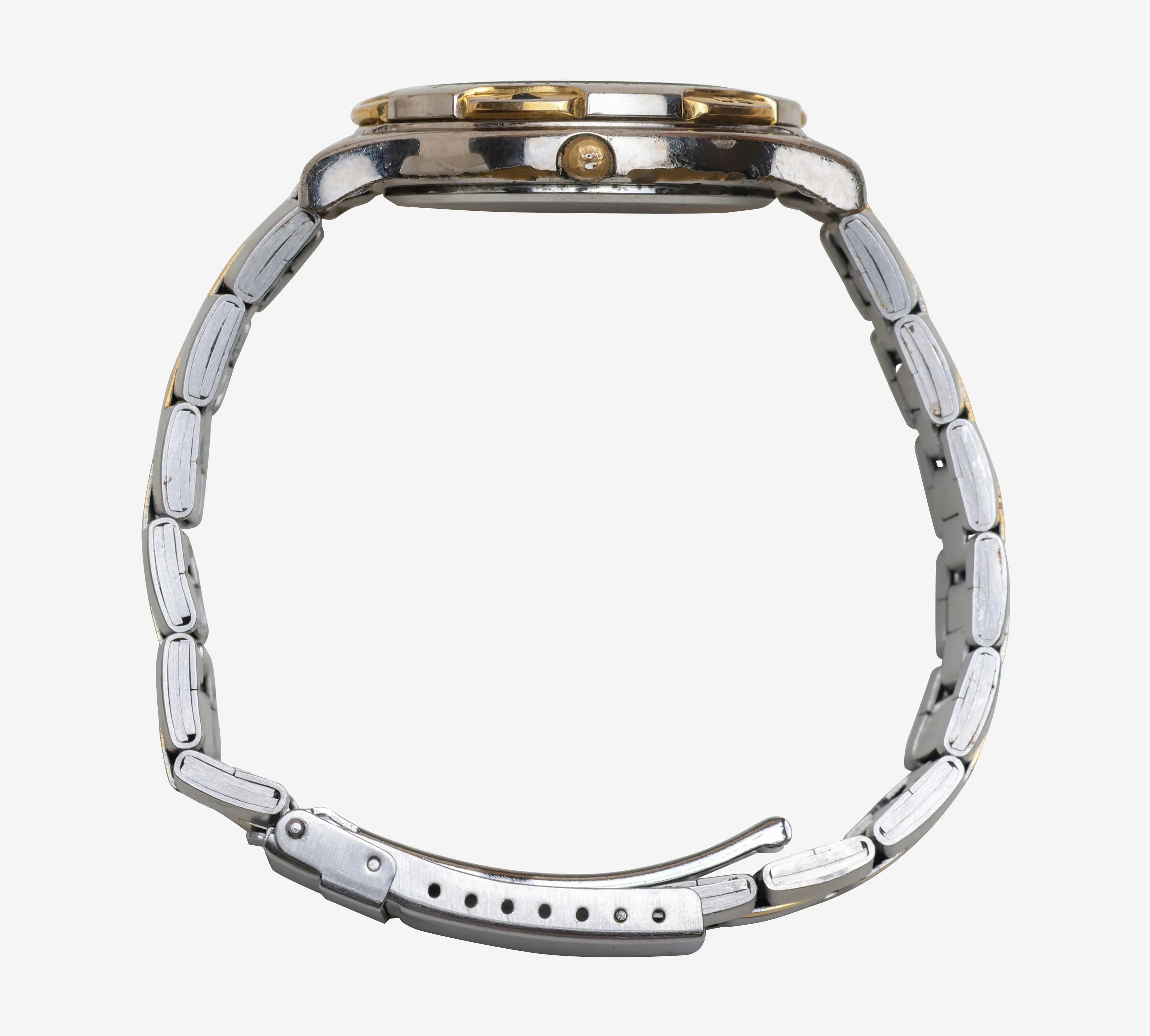 Peugeot Rewound Silver and Gold Metal Bracelet Quartz Analog Watch