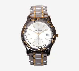 Peugeot Rewound Silver and Gold Metal Bracelet Quartz Analog Watch