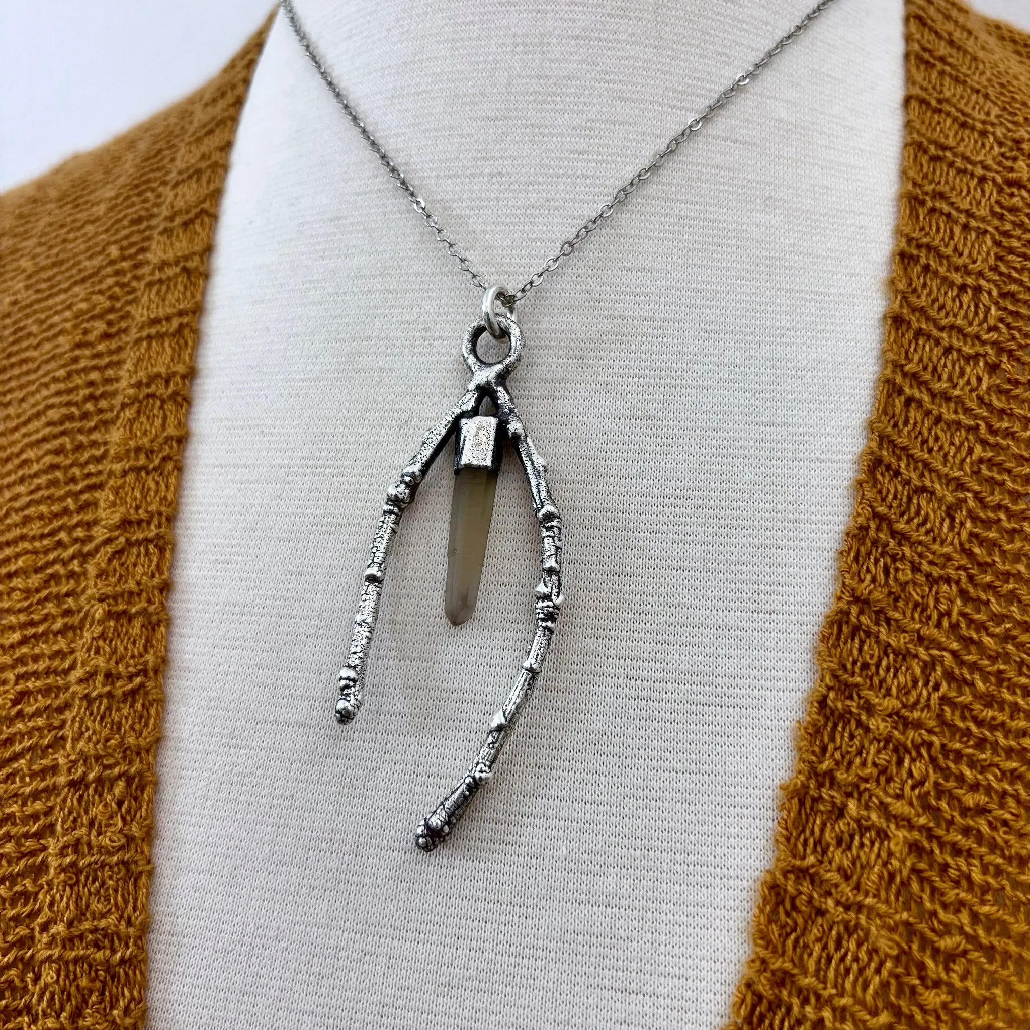 Phantom Quartz Crystal Necklace in Silver / Sticks & Stones Collection