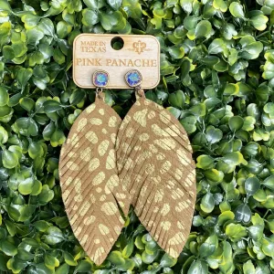 Pink Panache Tan/Gold Leopard Earrings