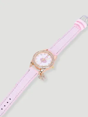 Pre-Girls Ballerina Charm Analogue Watch - Light Pink