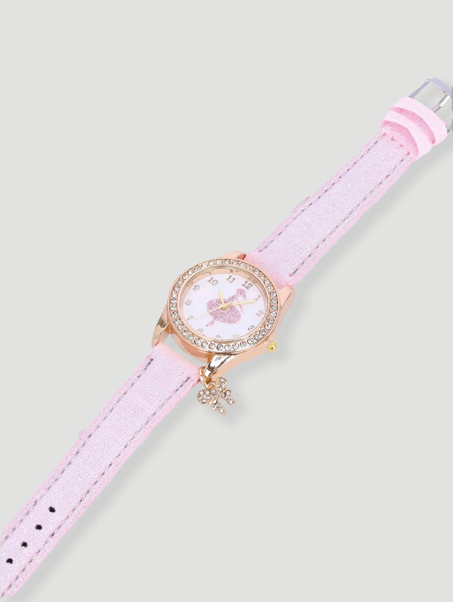 Pre-Girls Ballerina Charm Analogue Watch - Light Pink