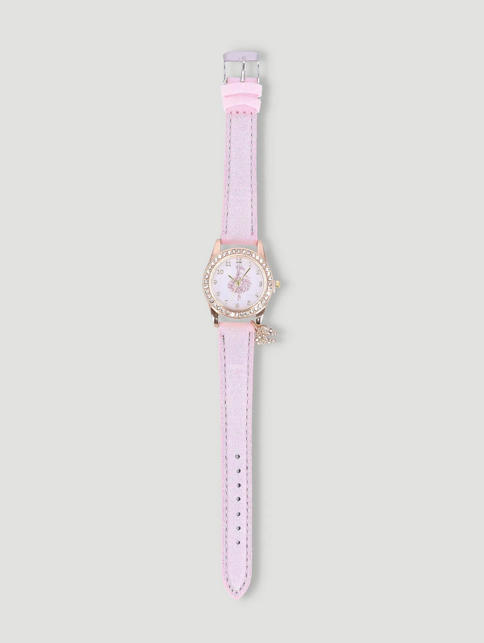 Pre-Girls Ballerina Charm Analogue Watch - Light Pink